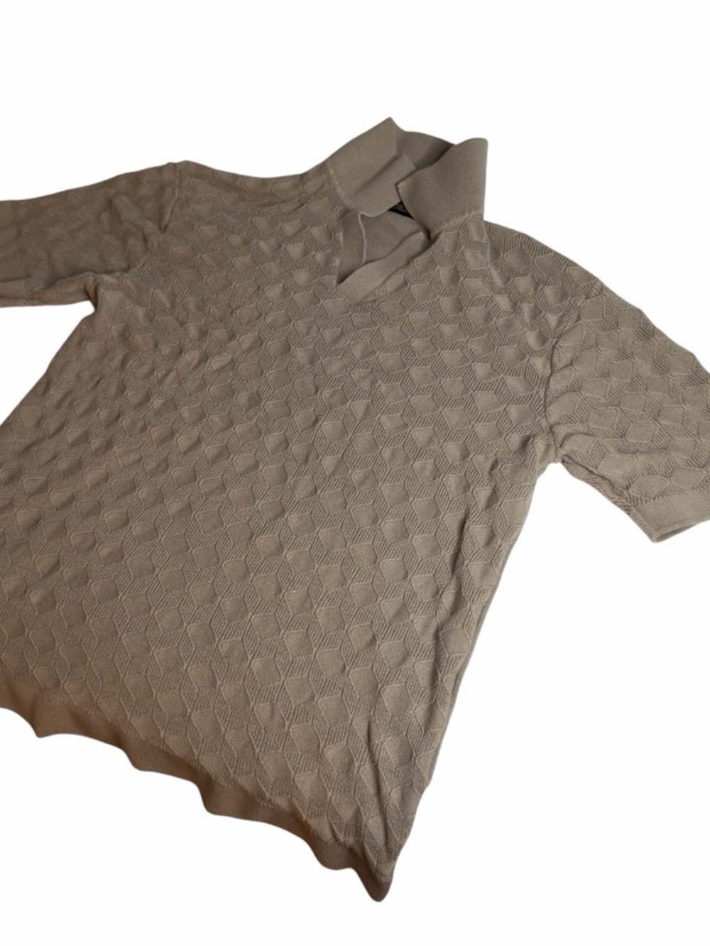 Free Planet Men's Taupe Textured Turtleneck Short-Sleeve Sweater polo (003)